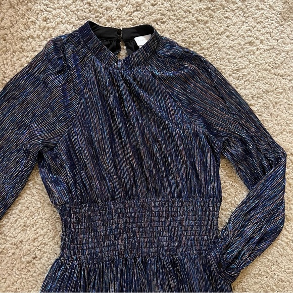 foxiedox Tazanna Shimmer Stripe Long Sleeve Cocktail Dress In Charcoal Multi - Picture 5 of 12